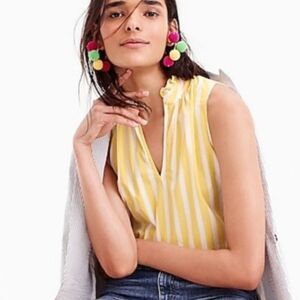 J. Crew Yellow and White Striped Blouse size 2